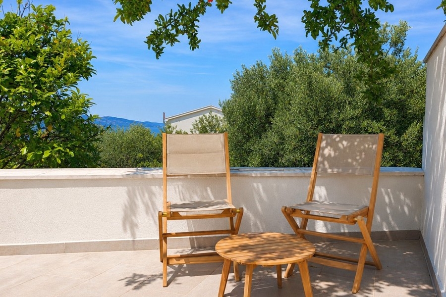 Terrace with loungers and sea views