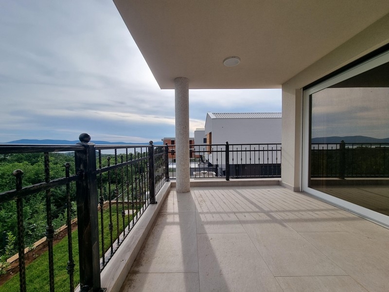 Balcony with sea view of the new apartment in Njivice, Croatia