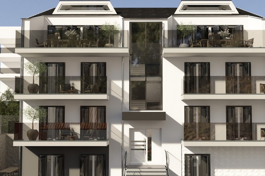 Newly built residential building with balconies in Croatia