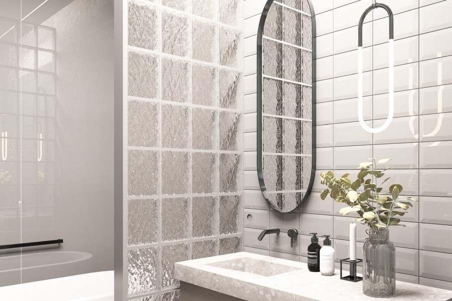 Modern bathroom with tiles