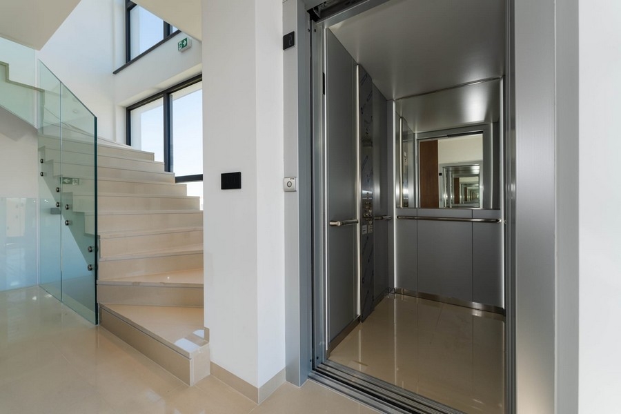 Elevator and staircase in the penthouse