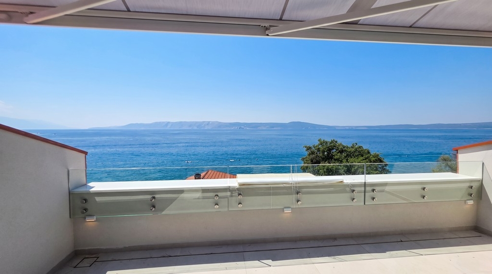 Terrace with sea view of the new apartment in Novi Vinodolski