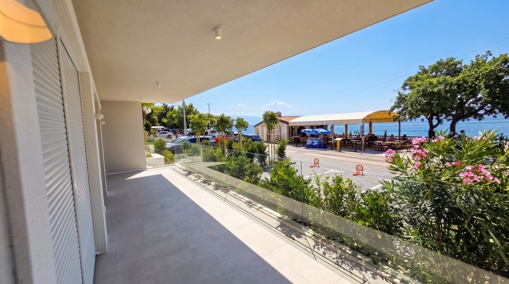 Covered terrace overlooking the sea in Croatia
