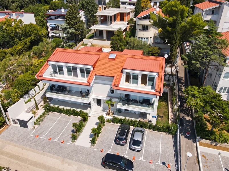 Aerial view of residential building in Novi Vinodolski, Croatia