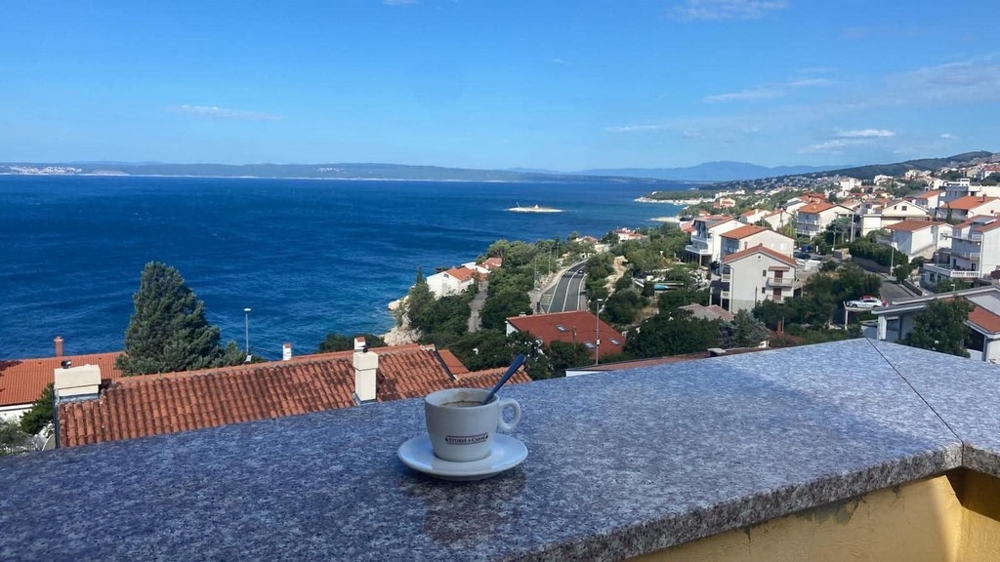 Terrace with sea views over Novi Vinodolski