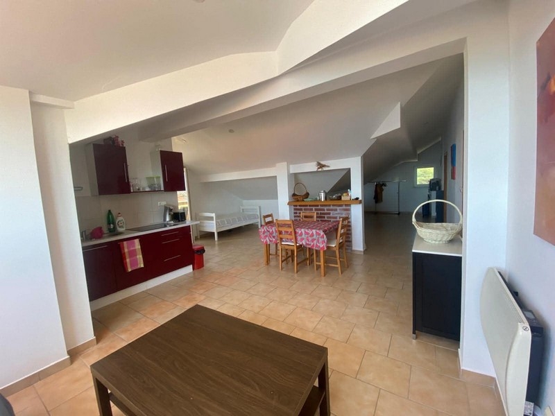 Open living area with kitchen