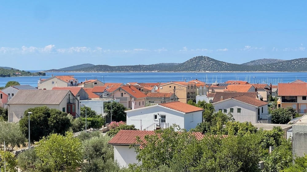 Sea view over the roofs of Vodice in Croatia