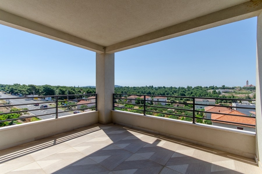 Covered loggia with a view over the rooftops of Croatia