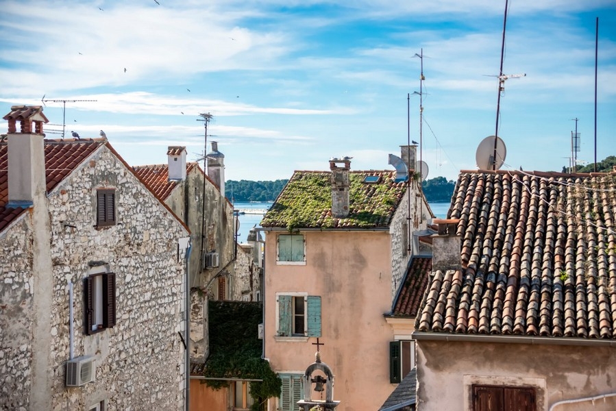 Sea view over the roofs of Rovinj Old Town
