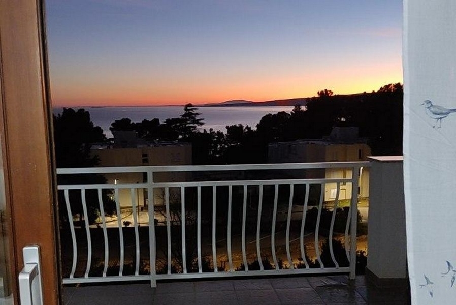 Balcony with sea view in the evening in Croatia