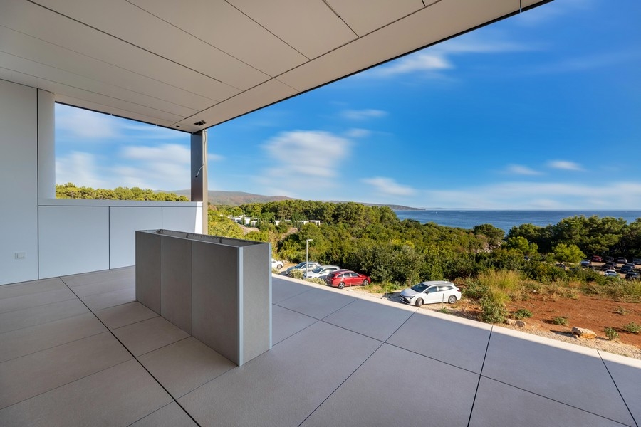 Wide view of the sea from the balcony in Krk