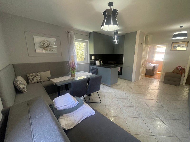 Open living area with kitchen and dining area