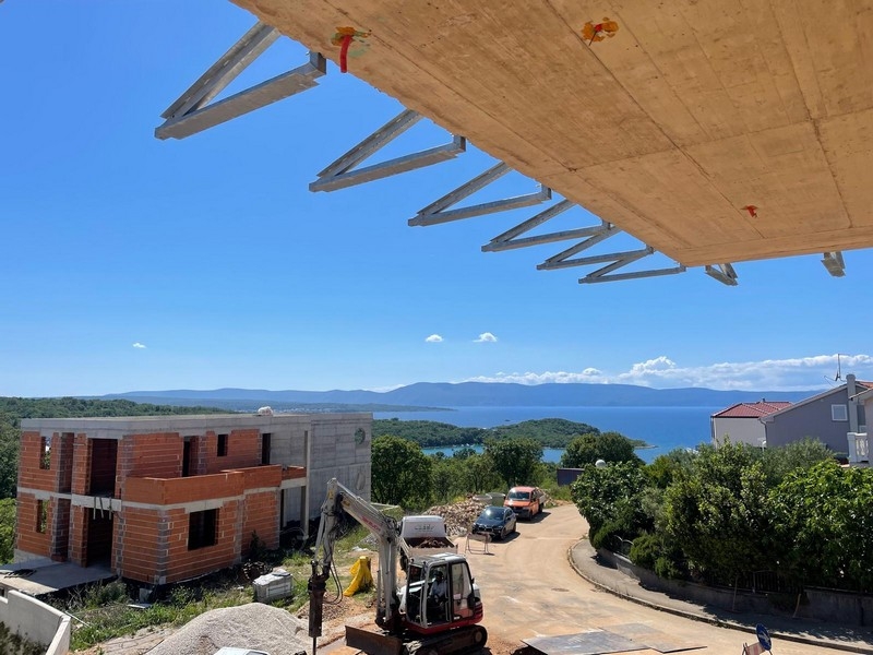 View from the roof terrace over Njivice to the sea