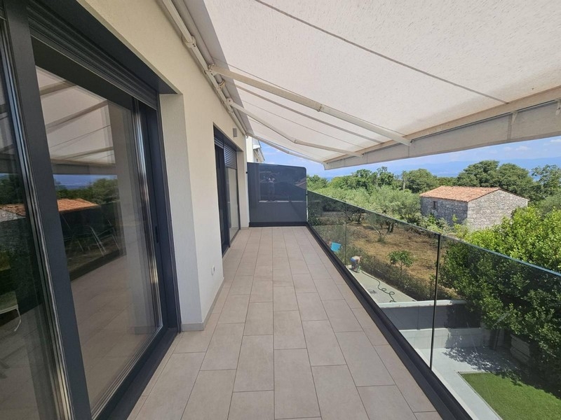 Balcony with sea view of the apartment in Malinska on Krk