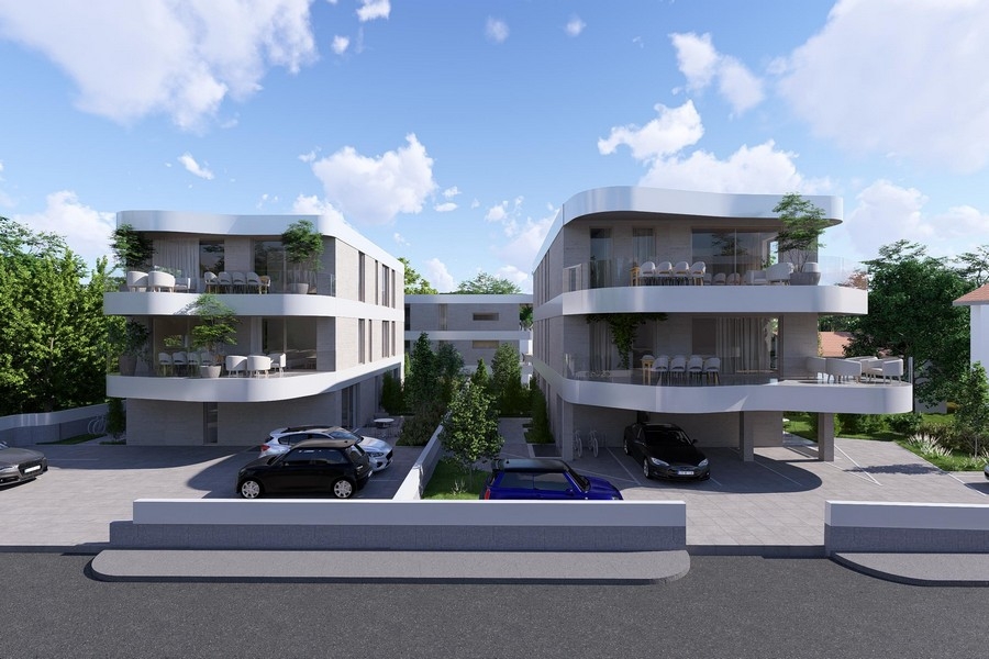 Residential complex in Krk with four residential units, visualization of the access road