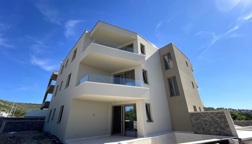 Apartment building under construction with balconies and terraces in Tribunj