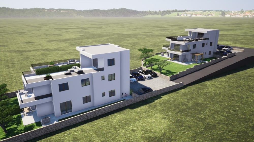Residential complex with two buildings and parking spaces in Tribunj