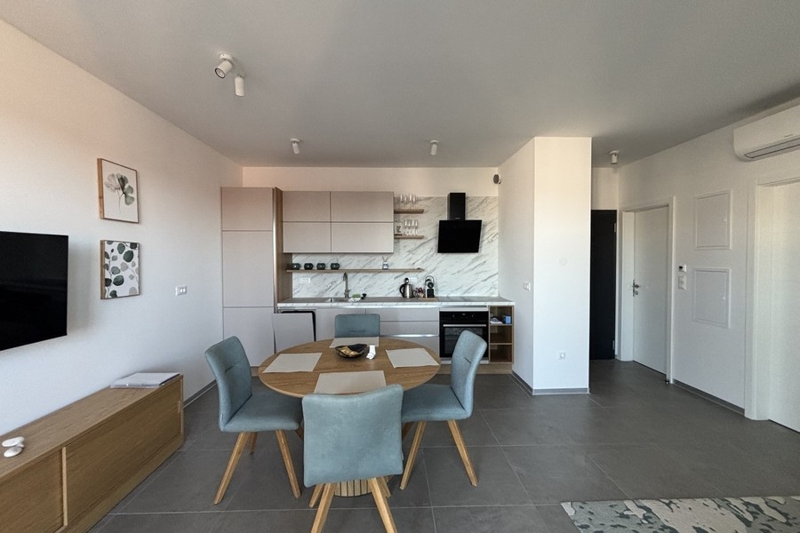 Living and dining area of the penthouse in Trogir on Ciovo