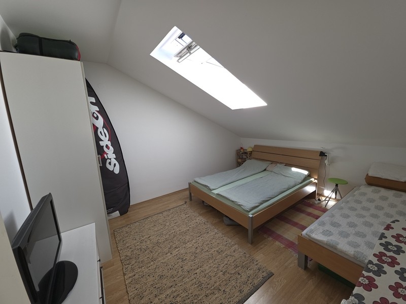 Bedroom with double bed and single bed