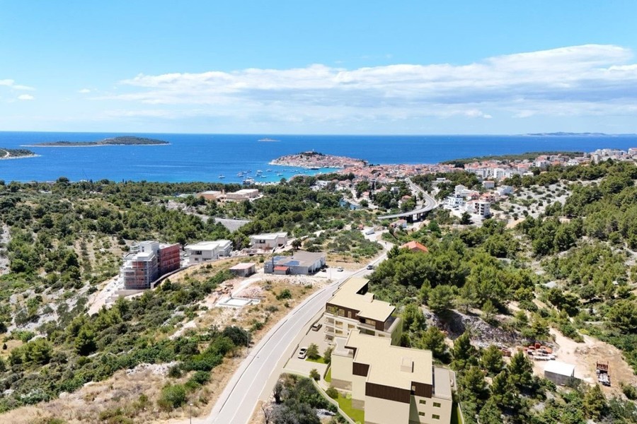 Visualisation: residential building on the slope with view of Primosten