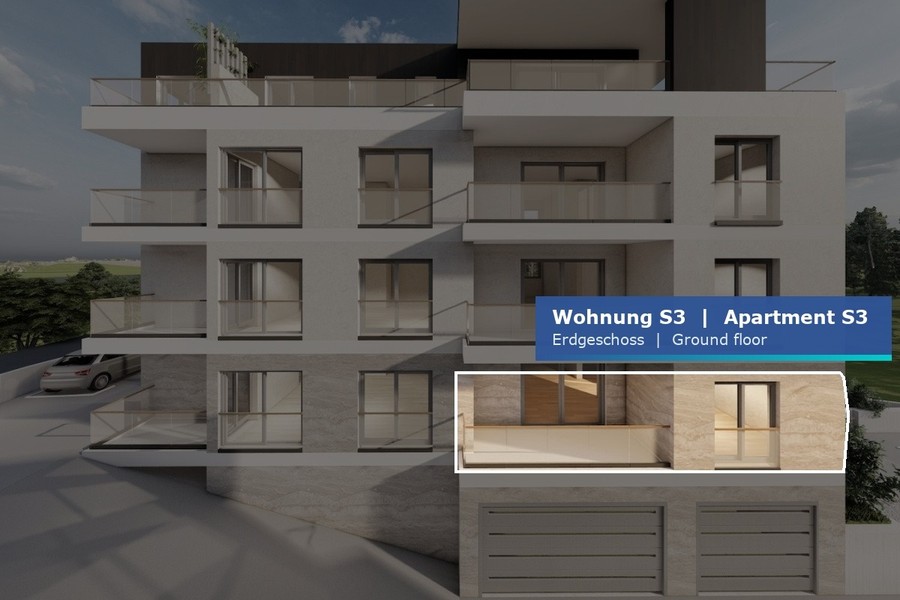 Location of apartment S3 on the ground floor of the new building in Primosten