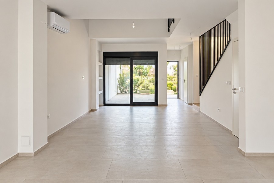 Living area with interior staircase