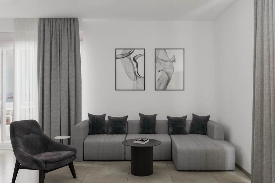Corner sofa in the bright living room
