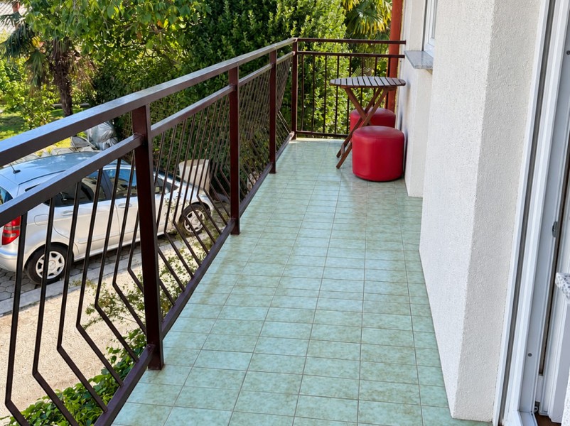 Long balcony with railing