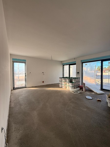 Long living room with French door