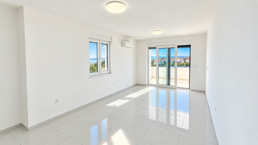 Living room with French door