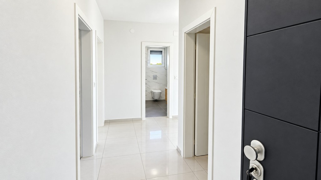 Hallway with apartment door