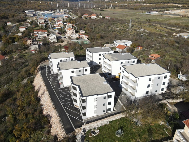 Aerial view of the complex above the town