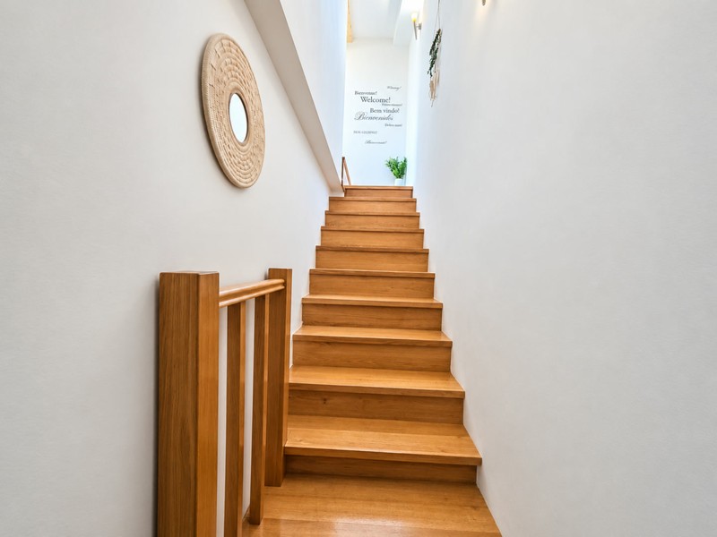 Wooden staircase to the upper floor