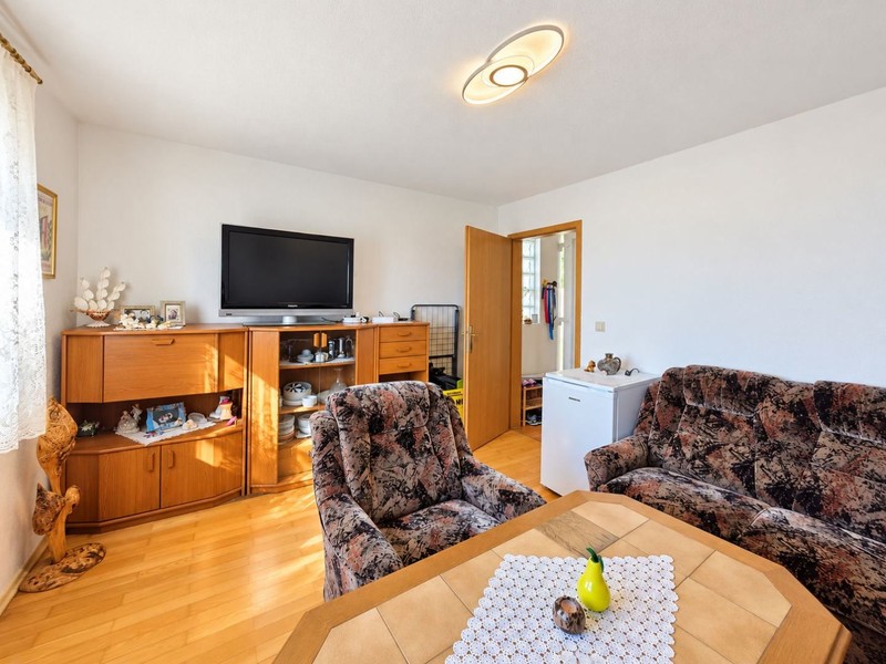 Living room with television and wooden floor