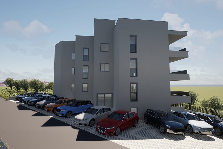 Parking spaces at the rear of the building