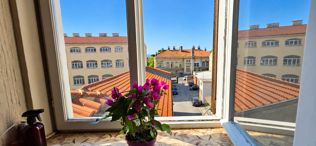 View from the window over the rooftops of the city