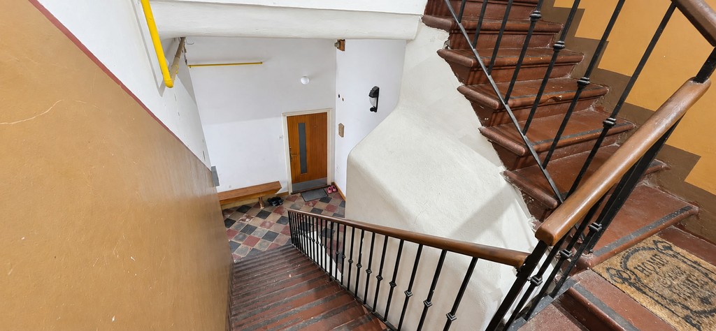 Staircase with wooden banister
