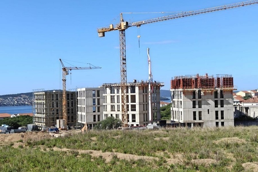 Construction site of the residential complex with view of the Bay of Trogir
