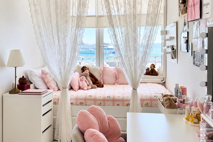 Children's room with window to the sea