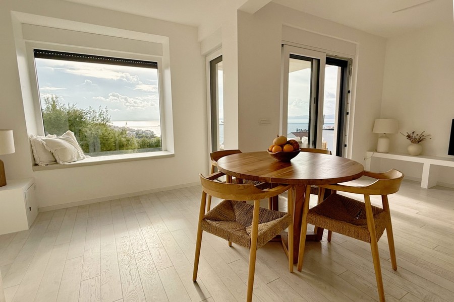 Dining table by the window with view outside