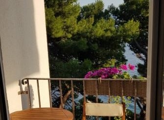 View of the sea from a terrace.