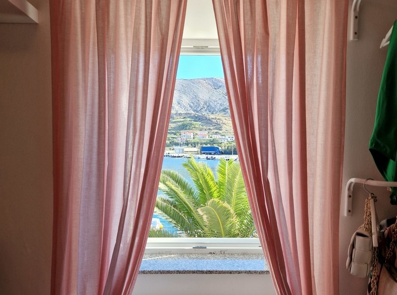 Sea view from the window of an apartment
