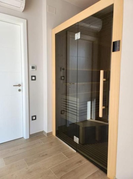 Glass sauna door