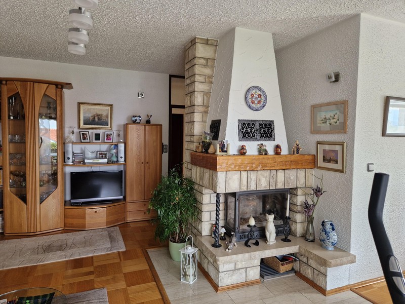 Living room with fireplace