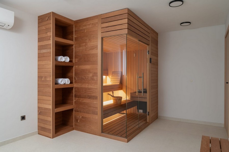Private sauna in the modern wellness area