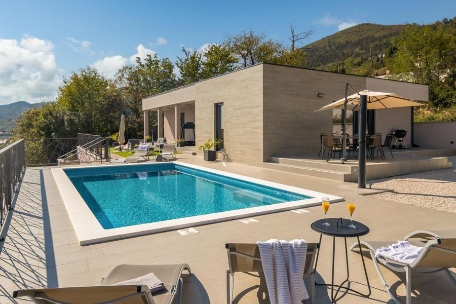 Modern villa with sea views and pool