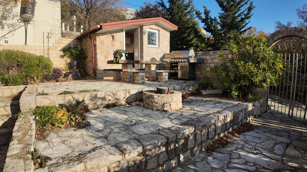 Stone grill and outdoor area