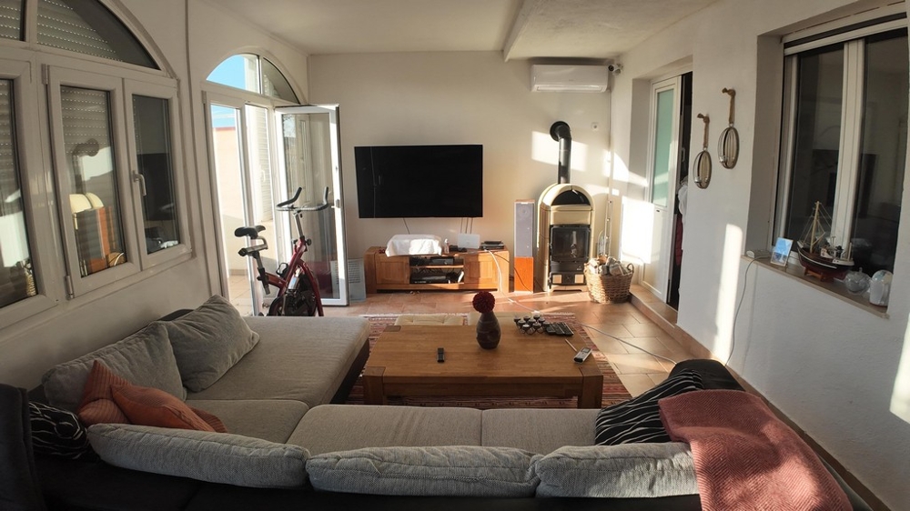 Living room with fireplace