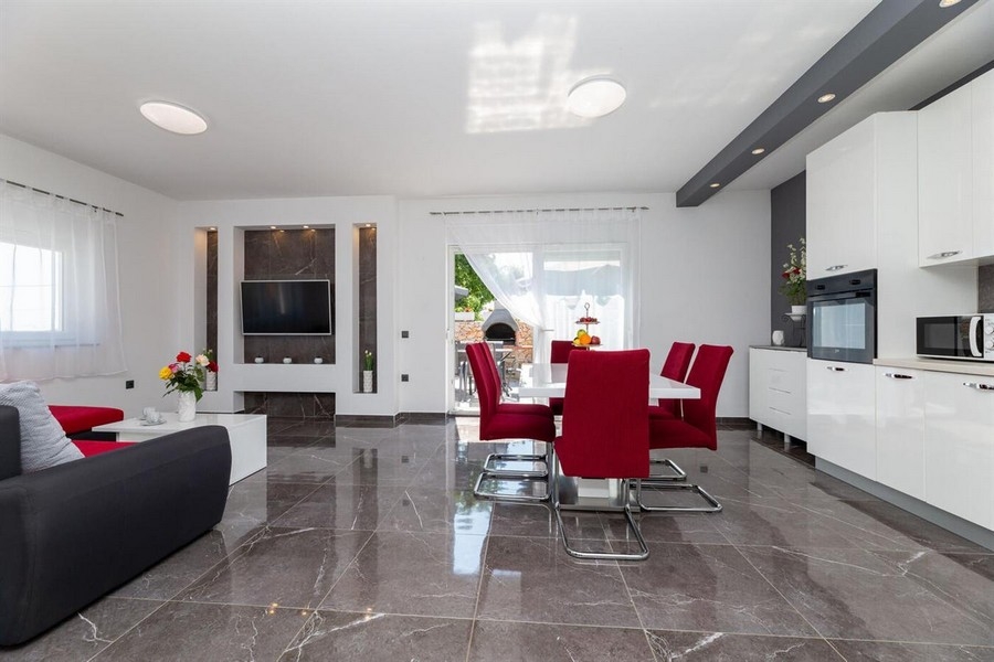 Open living area with kitchen