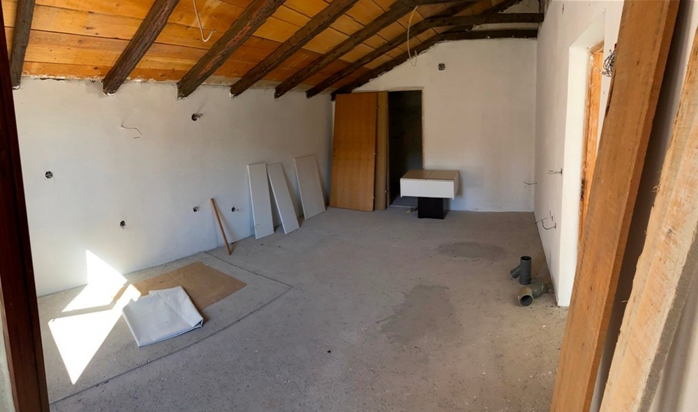 Shell interior with visible roof construction